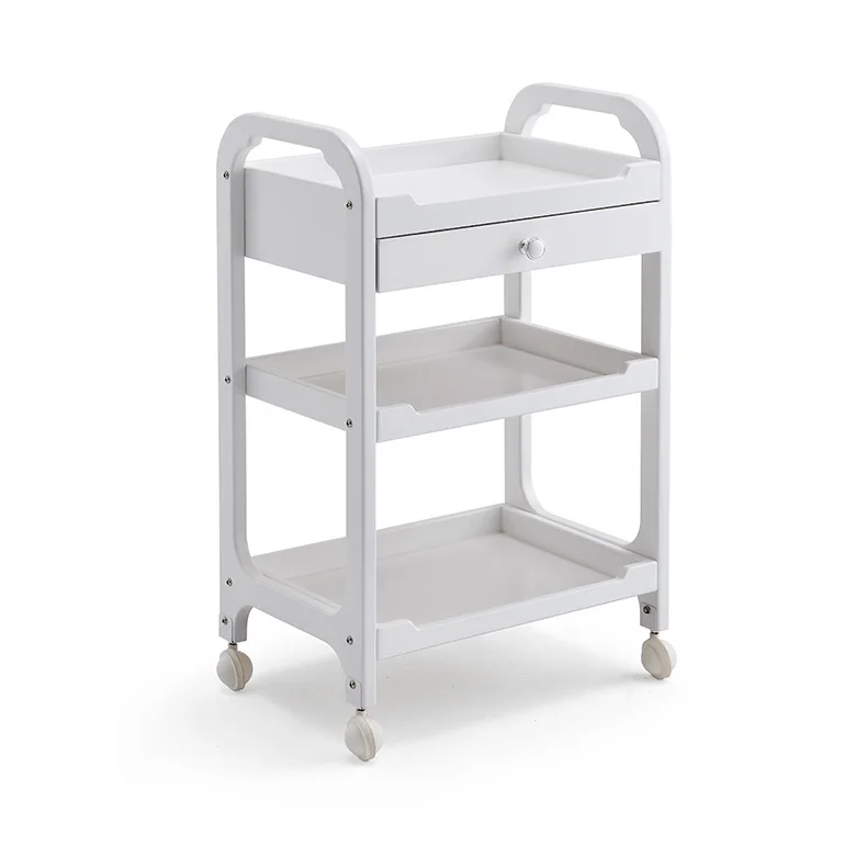 Three Tier Beauty Salon Trolley Beauty Salon Home Makeup Tattoo Locker with Drawers Salon Rolling Storage Trolley