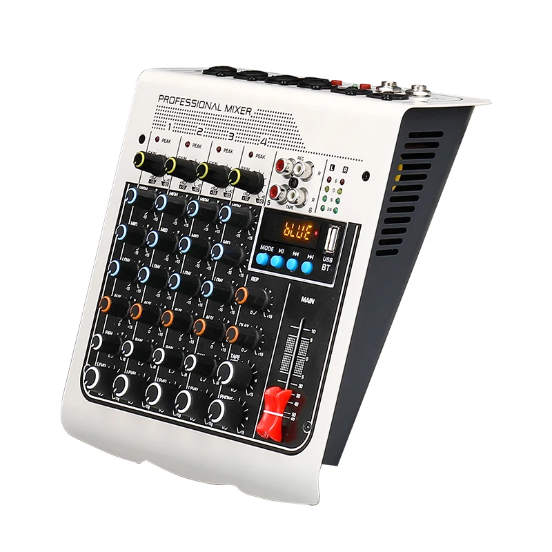MIX-400 4 канала Портативный Аудио смеситель микшерная воспроизведение компьютера 48В