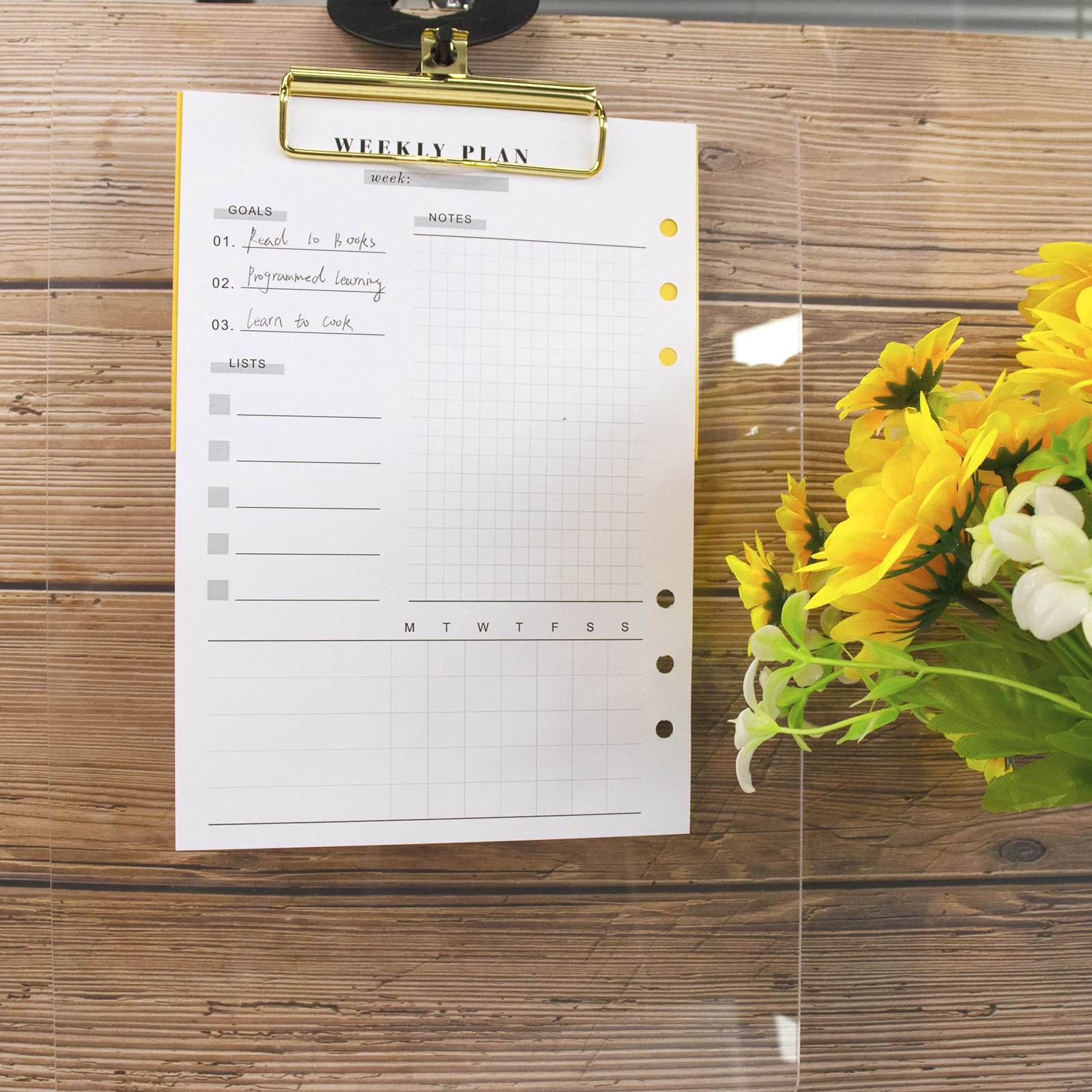 Custom Designed Office Stationery A4 Clear Color Acrylic Clipboard with Gold Binder clip