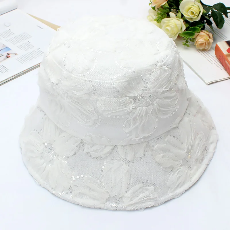 2024 Lace Flower UV Resistance Women Summer Popular Custom Logo Bucket Fisherman String Camping Outdoor Bucket Hat