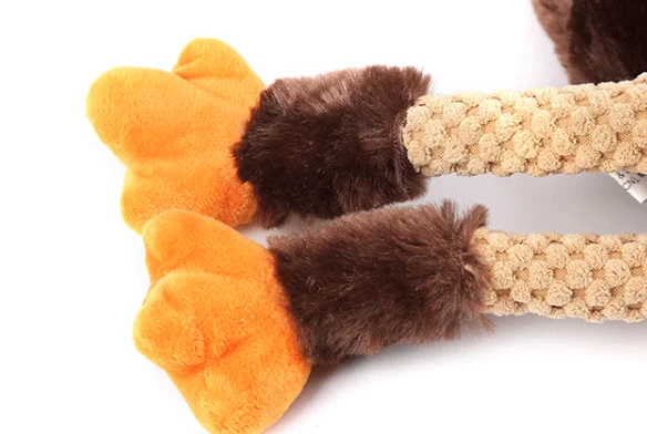 Skinny Rooster Squeaky Plush Dog Toy, Chew Guard Technology - Brown