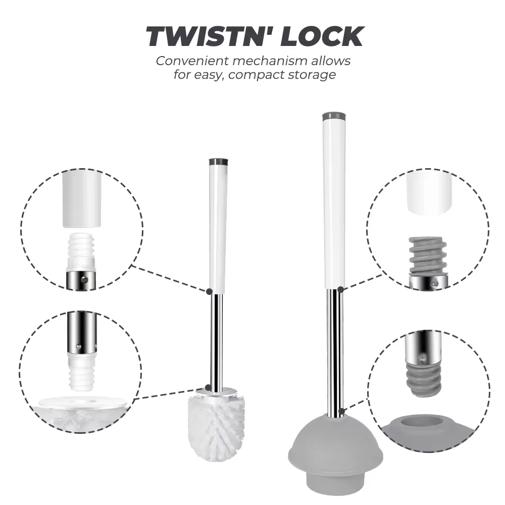 Hot Selling TPR Silicone Bathroom Cleaning Brushes Includes Toilet Brush and Plunger with Holder Set