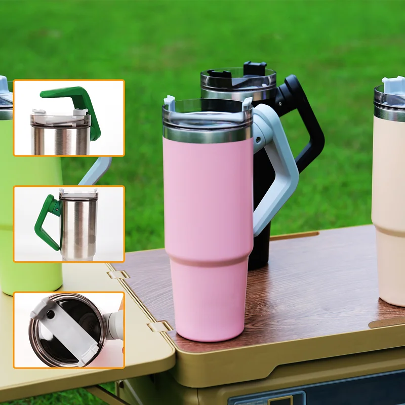 Rotatable Handle  Water Iced Tea Coffee Mug Cup Iced Tea Coffee  Large Sports Water Bottle Vacuum Insulated Bottle insulated