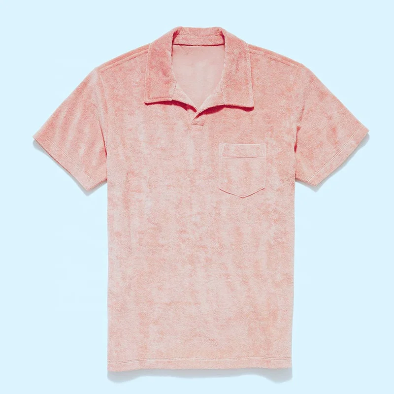 Customized Organic Cotton T Shirt Polo Shirt Terry Bullough Polo Towel T Shirt Men