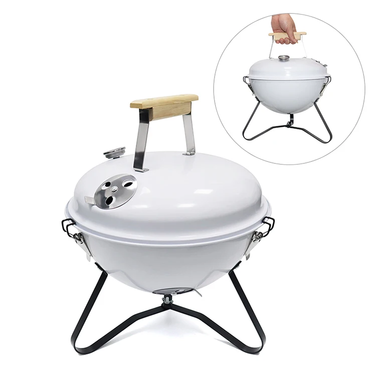 Korean Garden Picnic Wood Charcoal Kettle Mini Bbq Grill Small Tabletop Camping Portable Barbecue Grills Outdoor