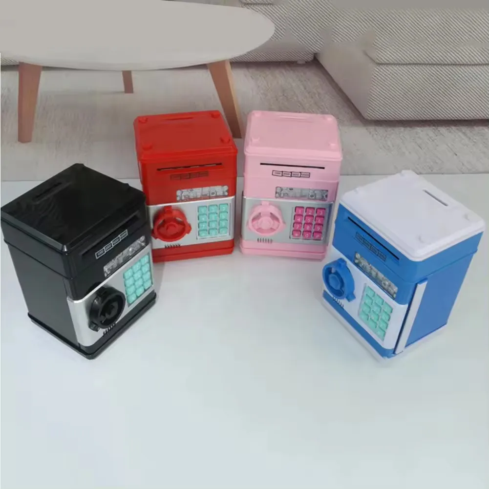 Electronic Auto-rolling Money with Password Safe  Coins Cash ATM Mini Creative Painted Piggy Bank Montessori Children Toy