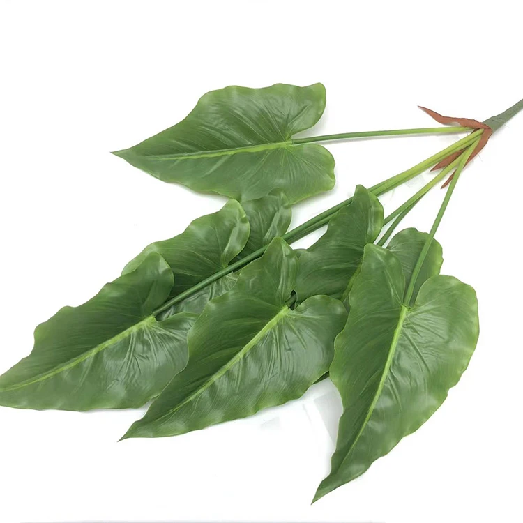 EG-J021 High Quality Faux Palm Leaves Real Touch Indoor Decor Artificial Green Leaves