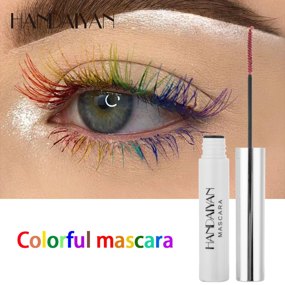 HANDAIYAN Colorful Mascara Waterproof Long-lasting Curling Liquid Lash Extensions Blue Green Red Black White Color Mascara