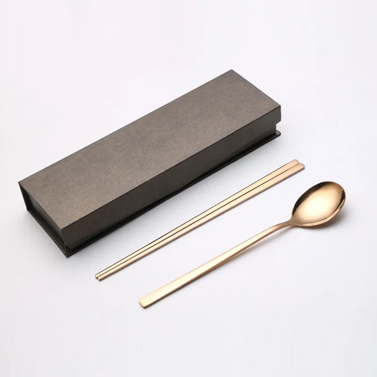 
Korean Flatware Stainless Steel Spoon And Chopsticks Cutlery Set With Gift Box 