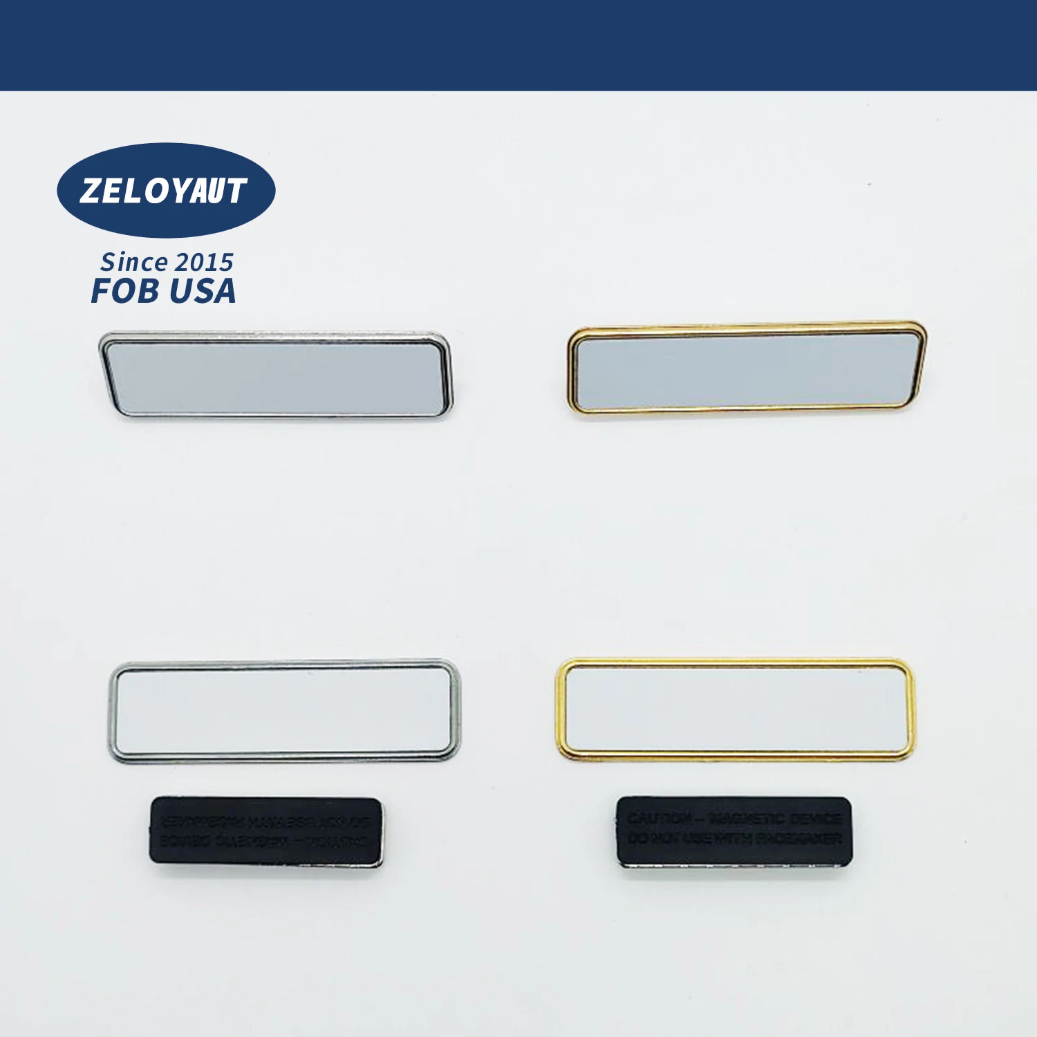 ZELOYAUT  Wholesale High Quality sublimation blanks Name Badge ,Light And gold name badges For Daily Occasions