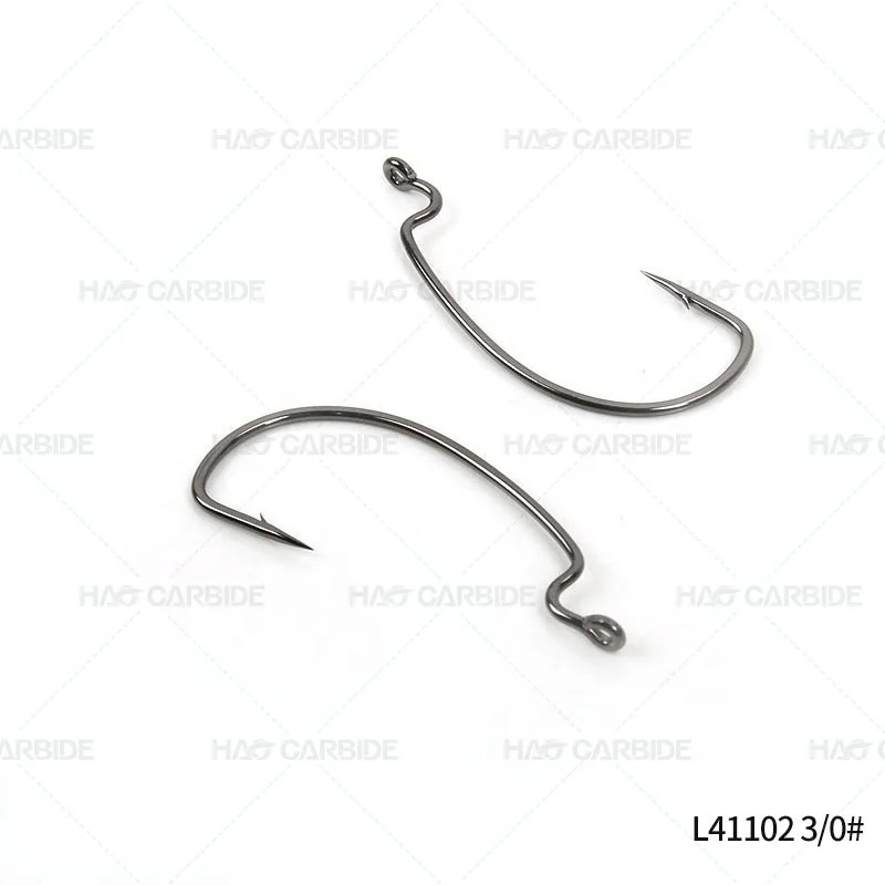 Extra Wide Gap EWG Hook Bait Holder Offset Worm Hook Black Nickel  L41101