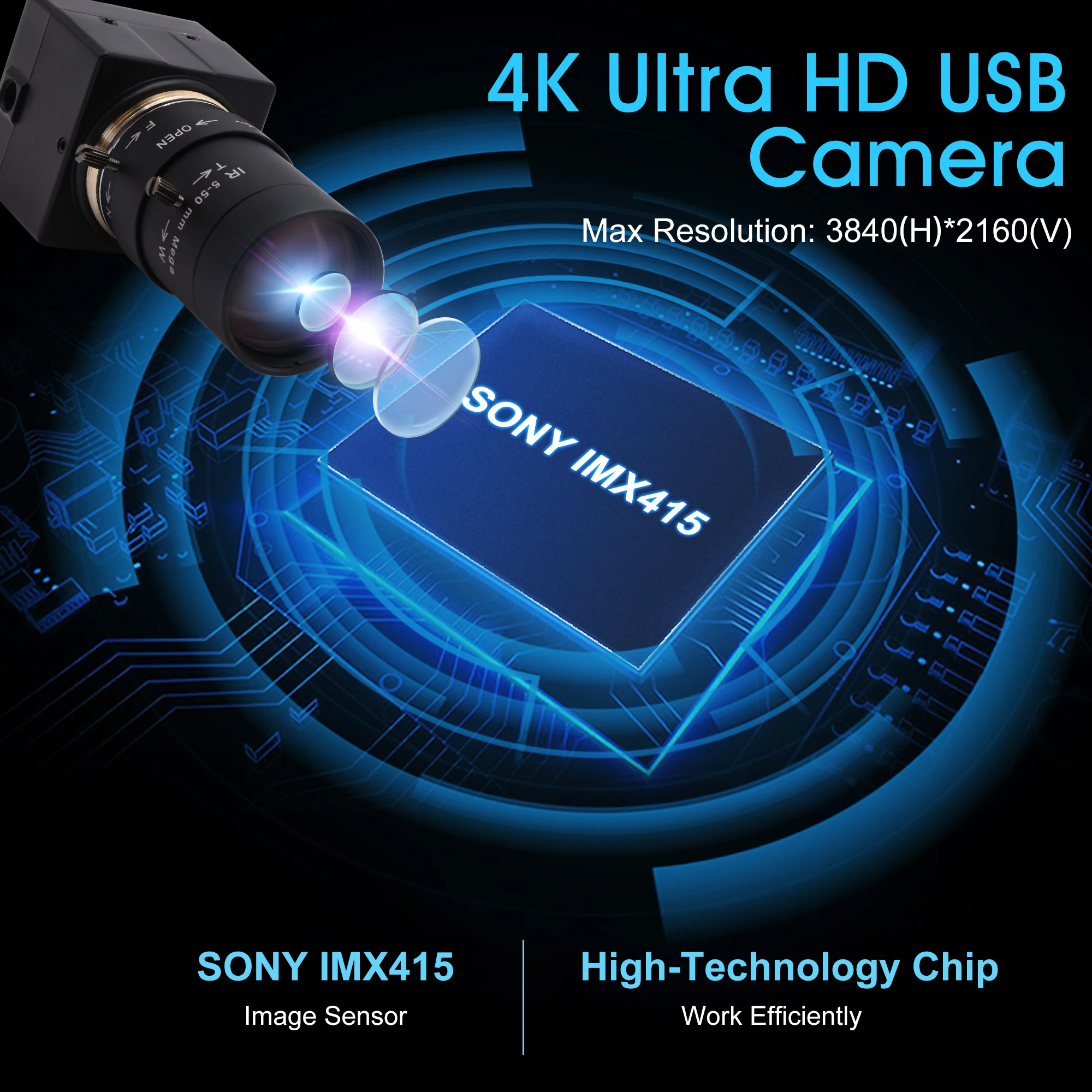  ELP 4K Camera Sony IMX415 sensor 5-50mm varifocal 10X optical zoom webcam Action & Sports for Windows Linux