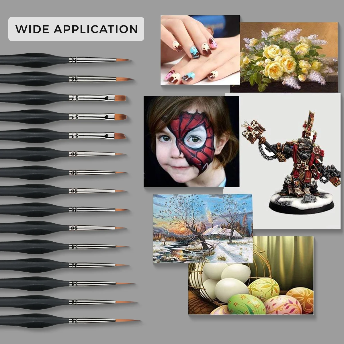 High quality 15 PCS Miniature brushes nylon paint brushes for acrylic , watercolor, oil painting