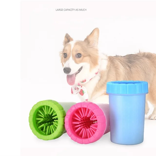 Lanyard type pet foot washing cup supplies dog cleaning cat paw silicone brush