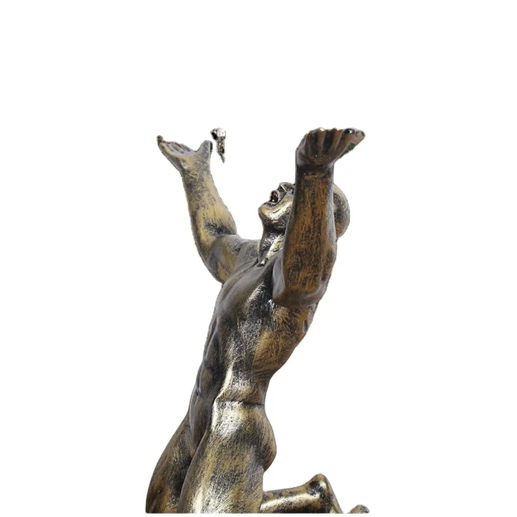 Resin Man Carving Desktop Decoration Ornamental Sculpture Muscular Male Nude Statue