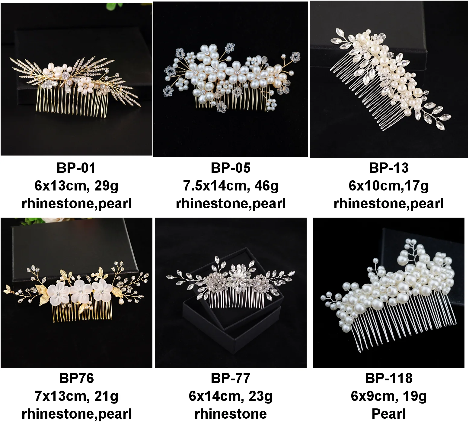 Handmade elegant wedding hair accessories bridal hair comb made by pearls and crystals BP-13