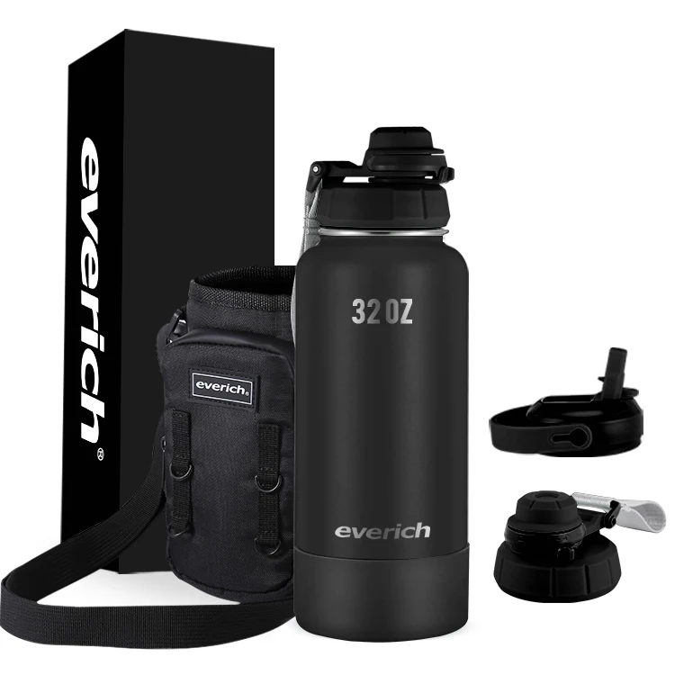 High Quality Custom Factory 32oz Wide Mouth Vacuum Flask Double Wall Stainless Steel Gym Sports Water Bottles 1 Liter
