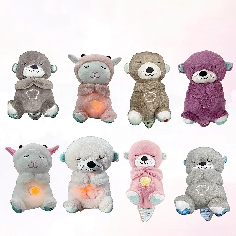 DOULUO sleeping bear with music and light hot selling product Stittch Plush toy breathing otter teddy bear with Sound