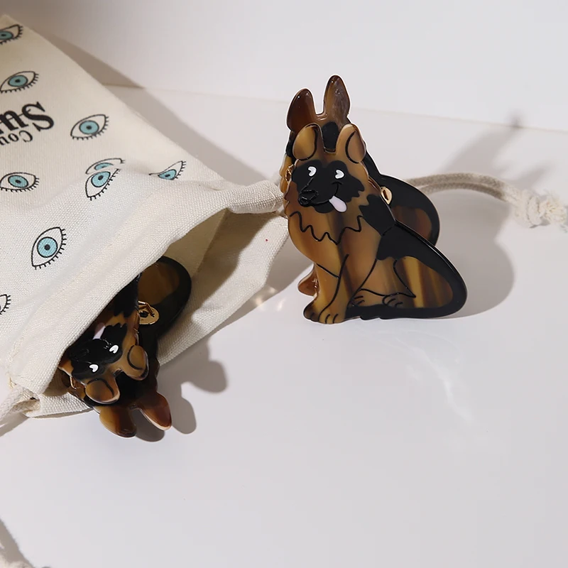 Cartoon Handmade Acrylic Dog Cute Animal Acetate dog hair claws clips for Friends