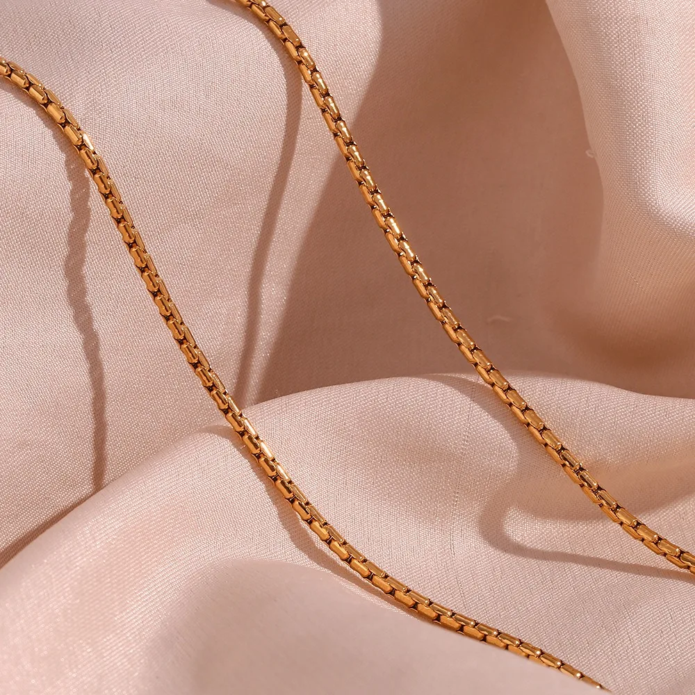 PVD 18k Gold Plated Waterproof Tarnish Free Stainless Steel Paper Clip Box Chain Necklace Chains For Jewelry Making