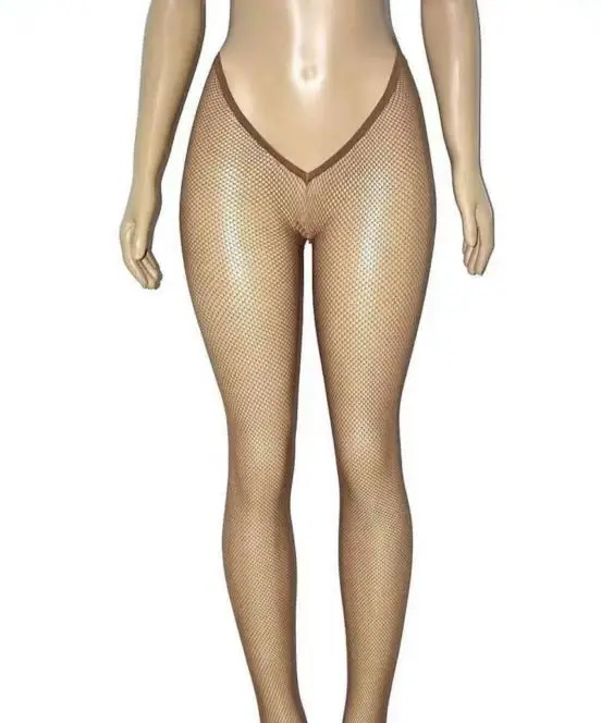 New Product Ideas 2023 Carnival Glitter Fishnet V Cut Stockings Multiple Skin Tights for Party