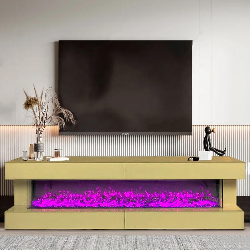 Hot Sale Mirrored TV Stand with Electronic Fireplace Decor Multiple color flames Muebles Meubles Mobles Moebel Mebles Rugs Sofa