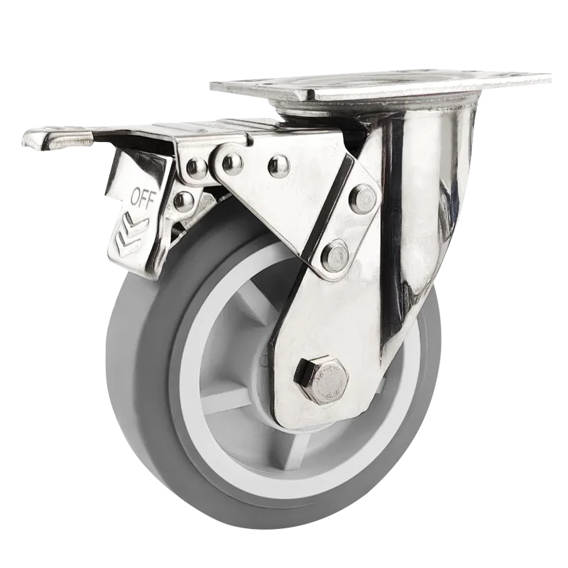 Caster wheel factory 4 5 6 8 inch 304 stainless steel caster heavy duty cart wheel stroller caster for Restaurant cart
