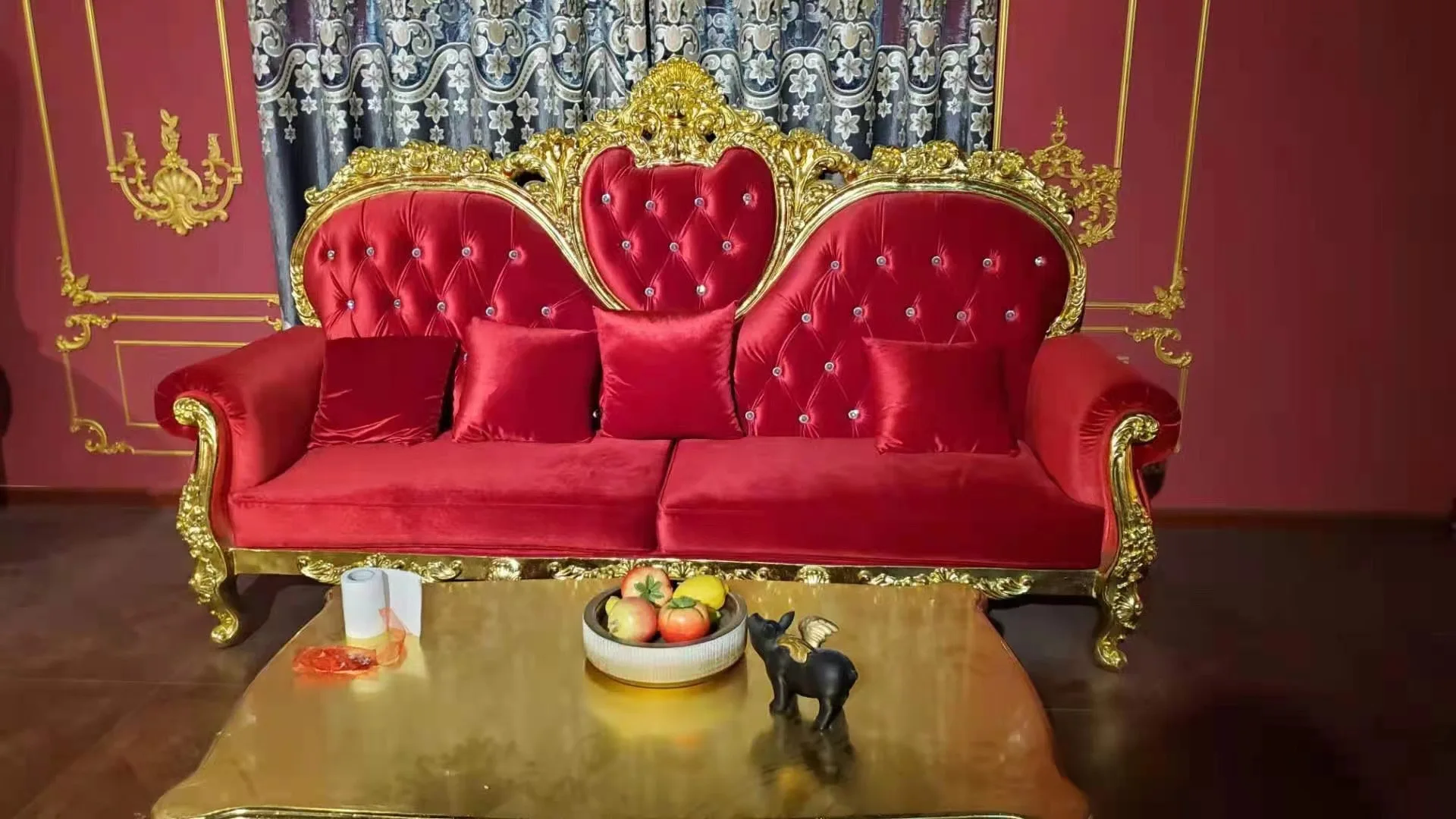 Hotel lobby furniture luxury 3seat sofa and table set KTV sofa set