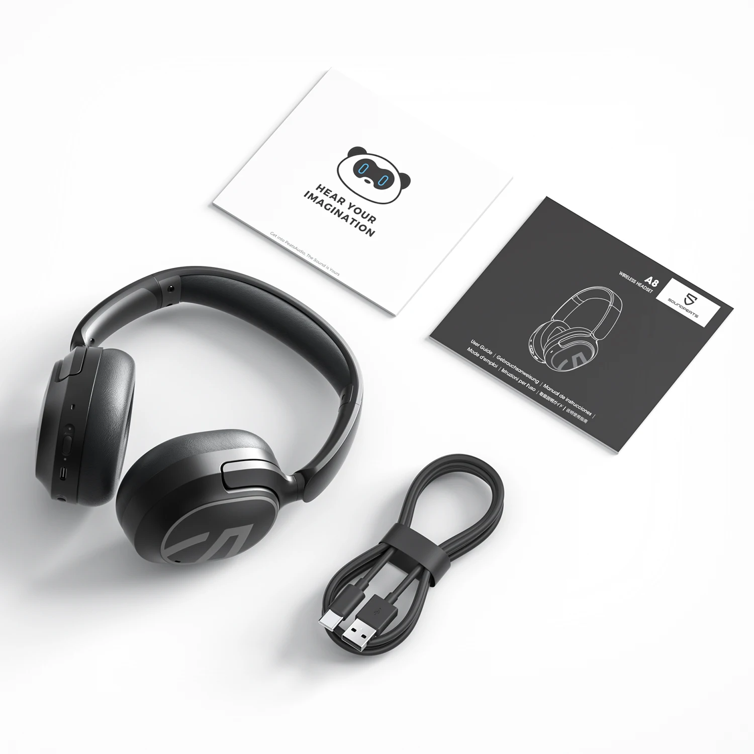 SOUNDPEATS Space A8 Headset headphones BT5.3 Wireless Earphones ANC headphone with game mode low latency Over ear Headphones