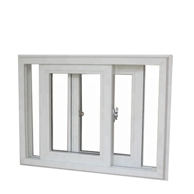 PVC Large Frosted Glass Bathroom Window Sliding European Double Panel Glazed Windows sliding windows with grill