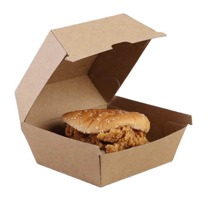 Disposable Cardboard Burger Box/Paper Meal Boat Tray Box to Box Hamburger Packaging