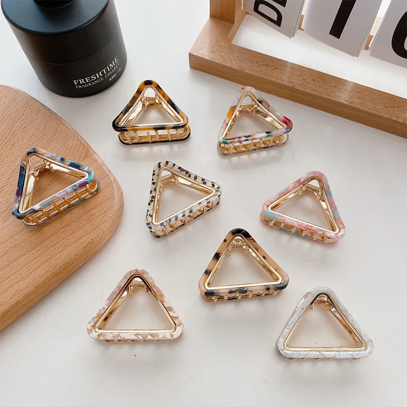 Fashionable Medium Acetate Plate Triangle Alloy Grab Clip Hair Claws For Women Hair Accessories