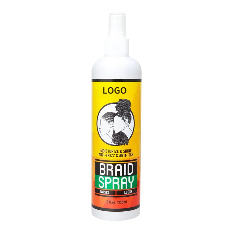 Private Label Braids Spray Alleviate Itchy & Dry Scalp Moisturizes High Shine Hair Spray Anti-Frizz For Braid Lock Twist Cornrow
