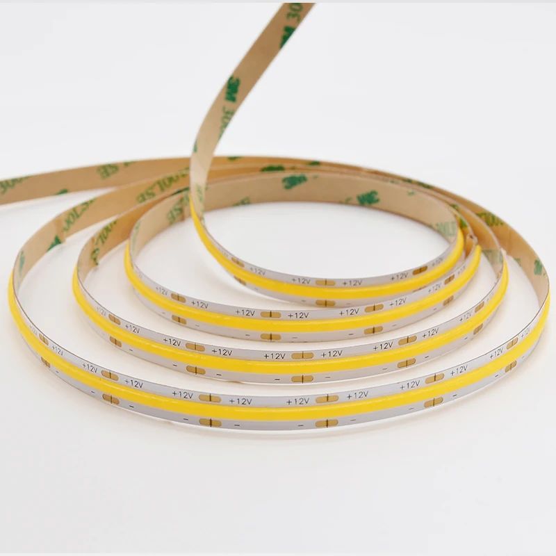 High bright ce rohs 12v 24v ip20 waterproof dimmable dotless cob outdoor rgb 480leds strip tape light