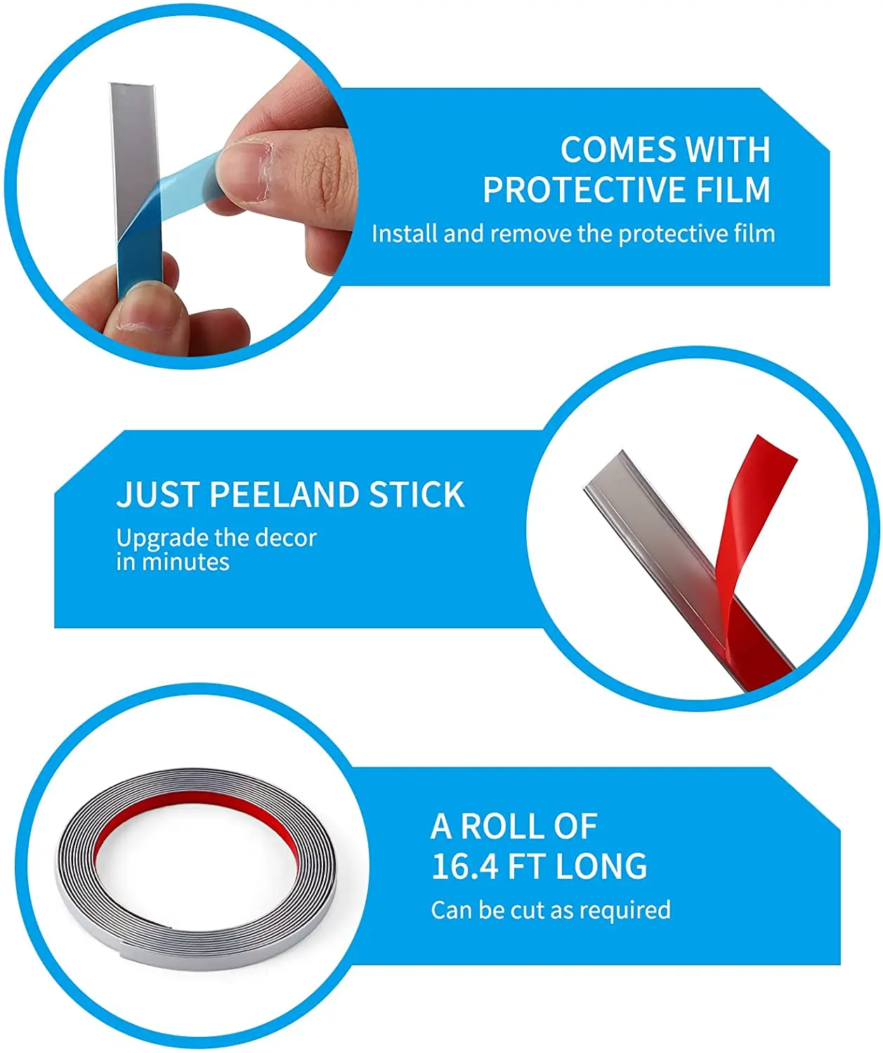 Factory direct sales Pvc flexible Self-adhesive  edge moulding trim strip for furniture  home office hotel DIY decor