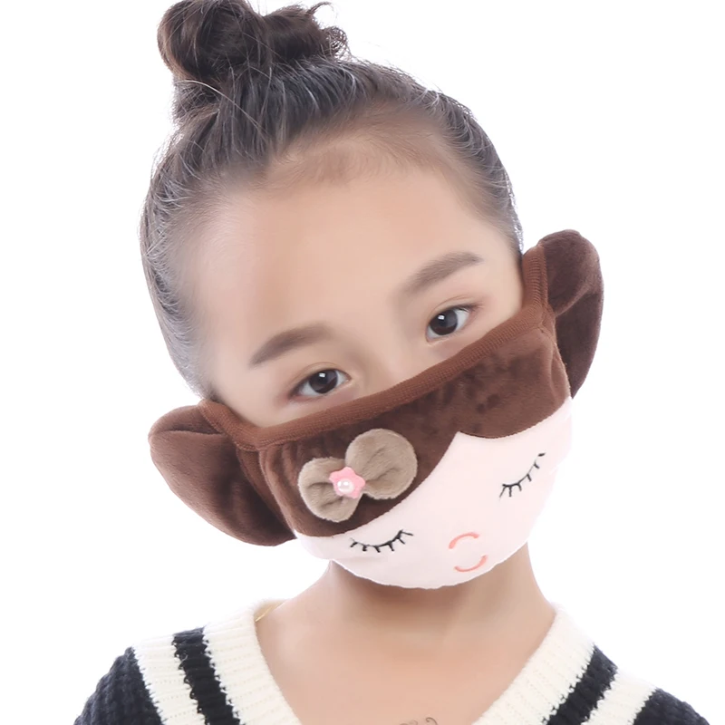 Autumn Winter Cold Proof Coffee Winter Protection Mouth Earmuff For Kids