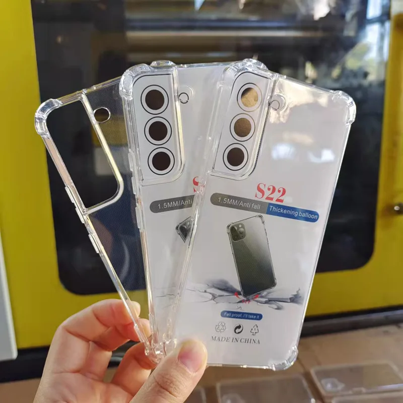 1.5 mm thickness Clear Soft TPU corner bumper transparent shockproof phone case for Samsung S22
