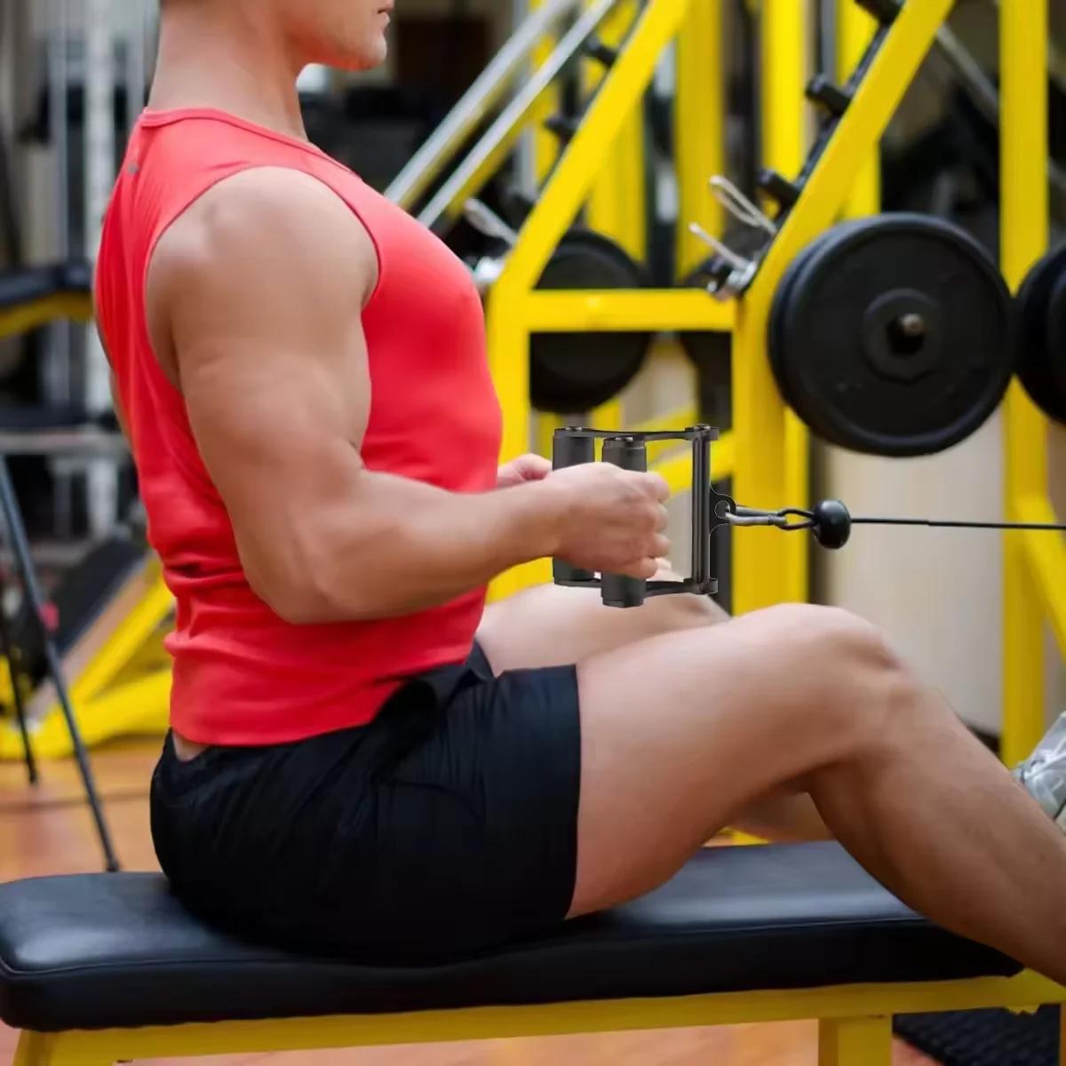 ZJFIT V Bar T-Bar Row Landmine Handle Attachment Barbell Bars Solid Mine Double D Row Handle Grips with Non-Slip Rubber Grips