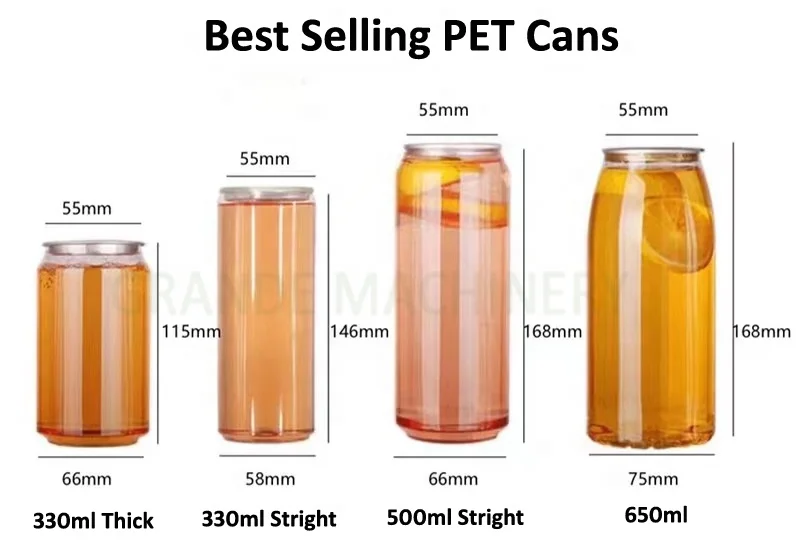 High Quality Wholesale 250ml 330ml 500ml 550ml 650ml Plastic Transparent PET Soda Can For Beverages Custom Soda Jar Price