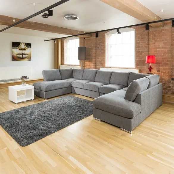 Big corner shape group fabric sofa set