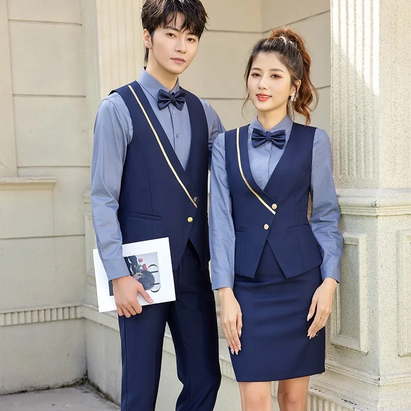 Hotel Western Restaurant Waiter Front Desk Customer Service Uniform KTV Bar Cafe Work Attire Chef Uniform Accessory Work Clothes