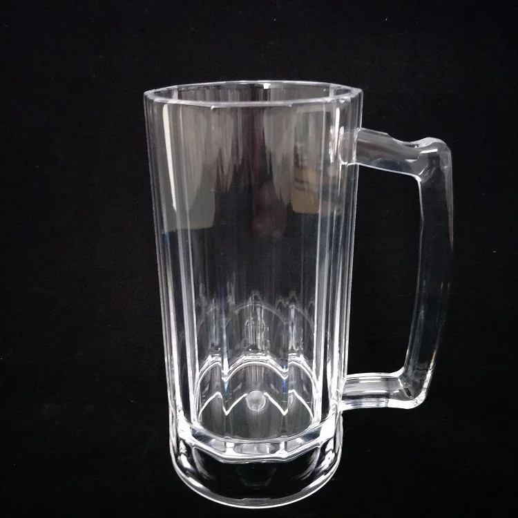 16oz BPA Free Thick Plastic Striped Beer Mug