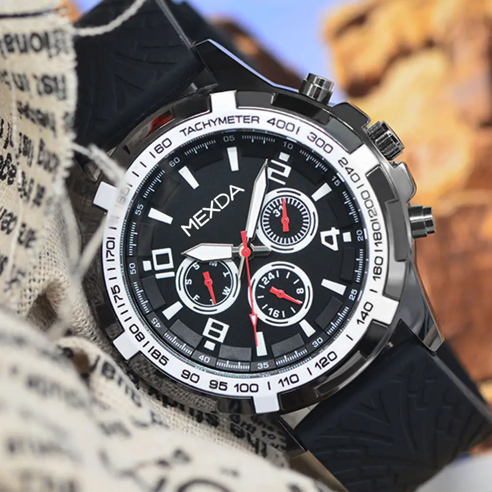 mexda brand Wholesale Custom Luxury Stainless Steel case sport Multi functional Wristwatches for men