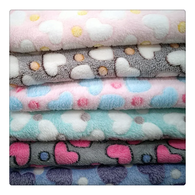 
Cute print cheap soft textile knitted coral fleece blanket fabric 