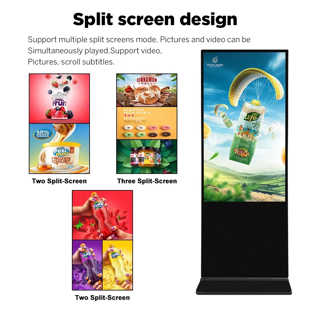 Indoor 65 Inch Touch Interactive LCD Screens Digital Vertical Advertising Display Machine Floor Stand Kiosk