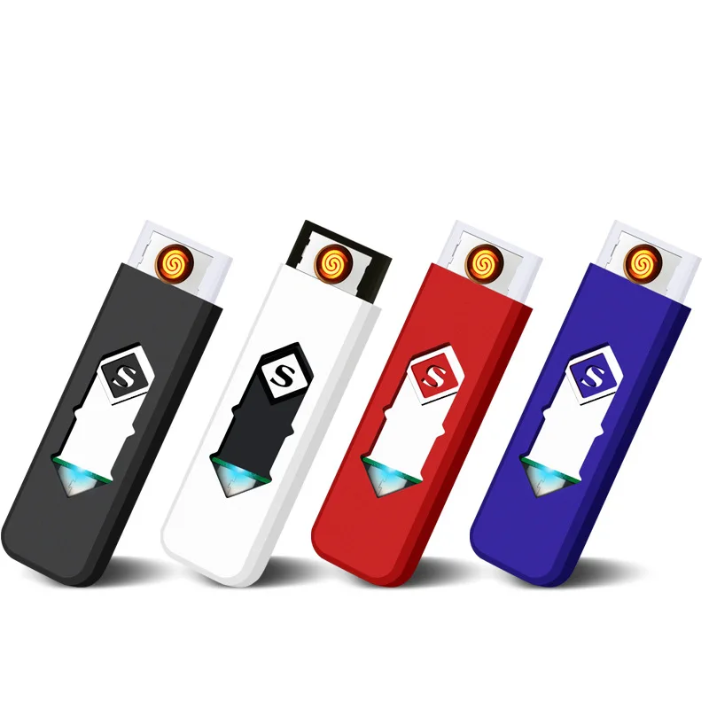Plastic Electric Lighter with LED Light USB Rechargeable Windproof Cigarette Lighter Nice Package Custom logo Lighter