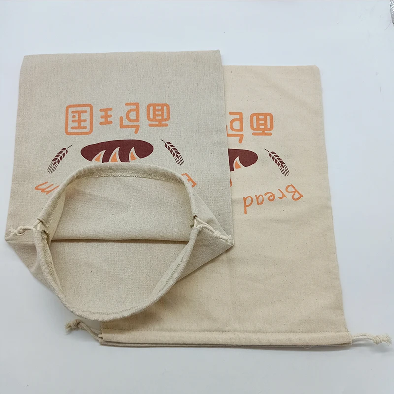 2022 Super September Fashion High Quality Reusable Drawstring Eco Cotton Flax Canvas Linen Bread Bag With Logo