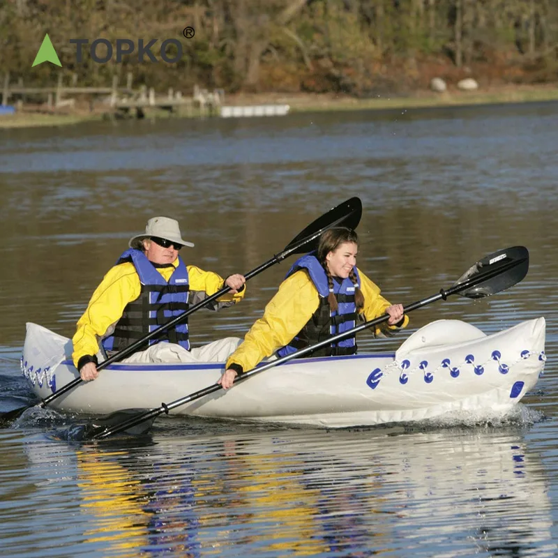 TOPKO buy cheap 3-4 person pvc inflatable surfing fishing kayak pedal folding rowing canoe boats for bulk sale