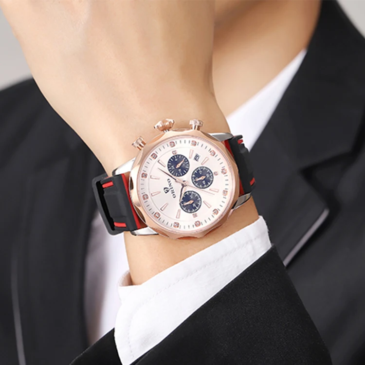 Custom Watch Manufacturer Sapphire Glass With Rubber Strap Sport Quartz Movement Chronograph Watch For Men