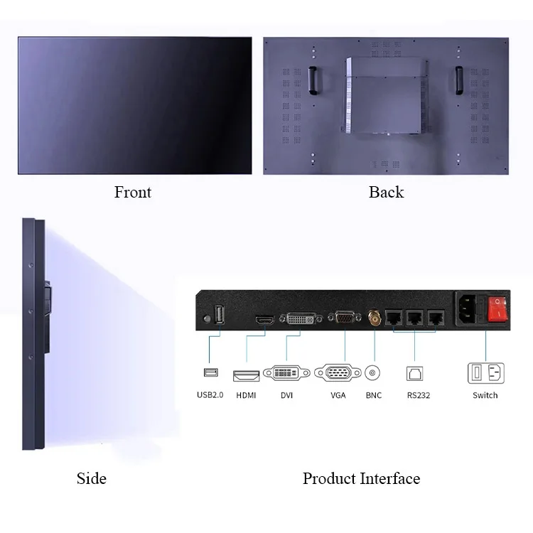 Indoor 2*2 3*3 55 Inch LCD Video Advertising Display Wall Narrow Bezel 3.5mm For Advertising